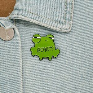 ✨Cartoon Green Cute frog letters Enamel Pin Animal Alloy Metal Brooch✨